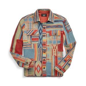 Double RL RRL by Ralph Lauren Multicolor Patchwork Workshirt Shirt Mens XS